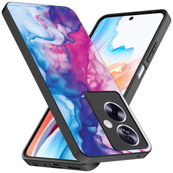 Oppo A2 telefoonhoesje met roze blauw marmer opdruk (2)