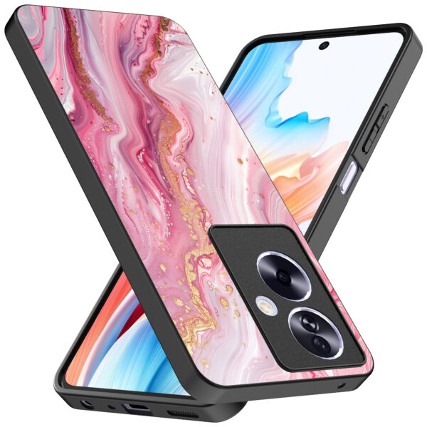 Oppo A2 telefoonhoesje met roze marmer opdruk (2)