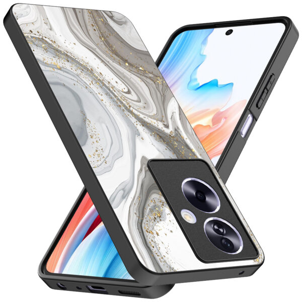 Oppo A2 telefoonhoesje met zilver marmer opdruk (2)