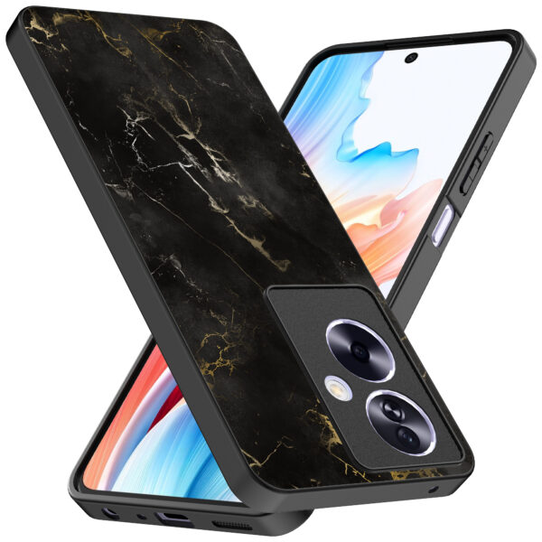 Oppo A2 telefoonhoesje met zwart marmer opdruk (2)