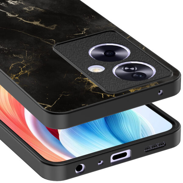 Oppo A2 telefoonhoesje met zwart marmer opdruk (4)