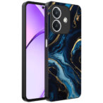 Oppo A3 telefoonhoesje met blauw goud marmer opdruk (1)