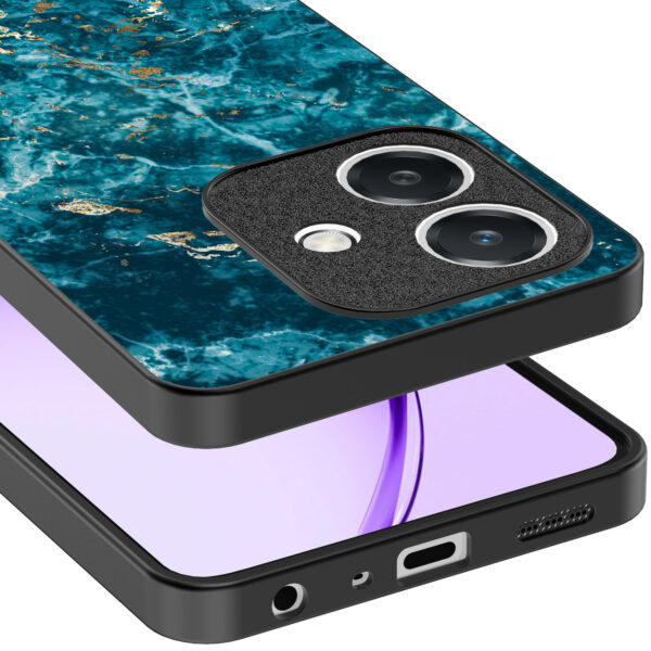 Oppo A3 telefoonhoesje met blauw marmer opdruk (4)