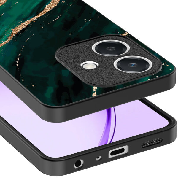 Oppo A3 telefoonhoesje met groen goud marmer opdruk (4)