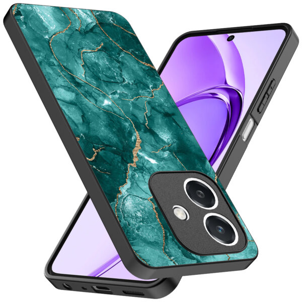 Oppo A3 telefoonhoesje met groen marmer opdruk (2)