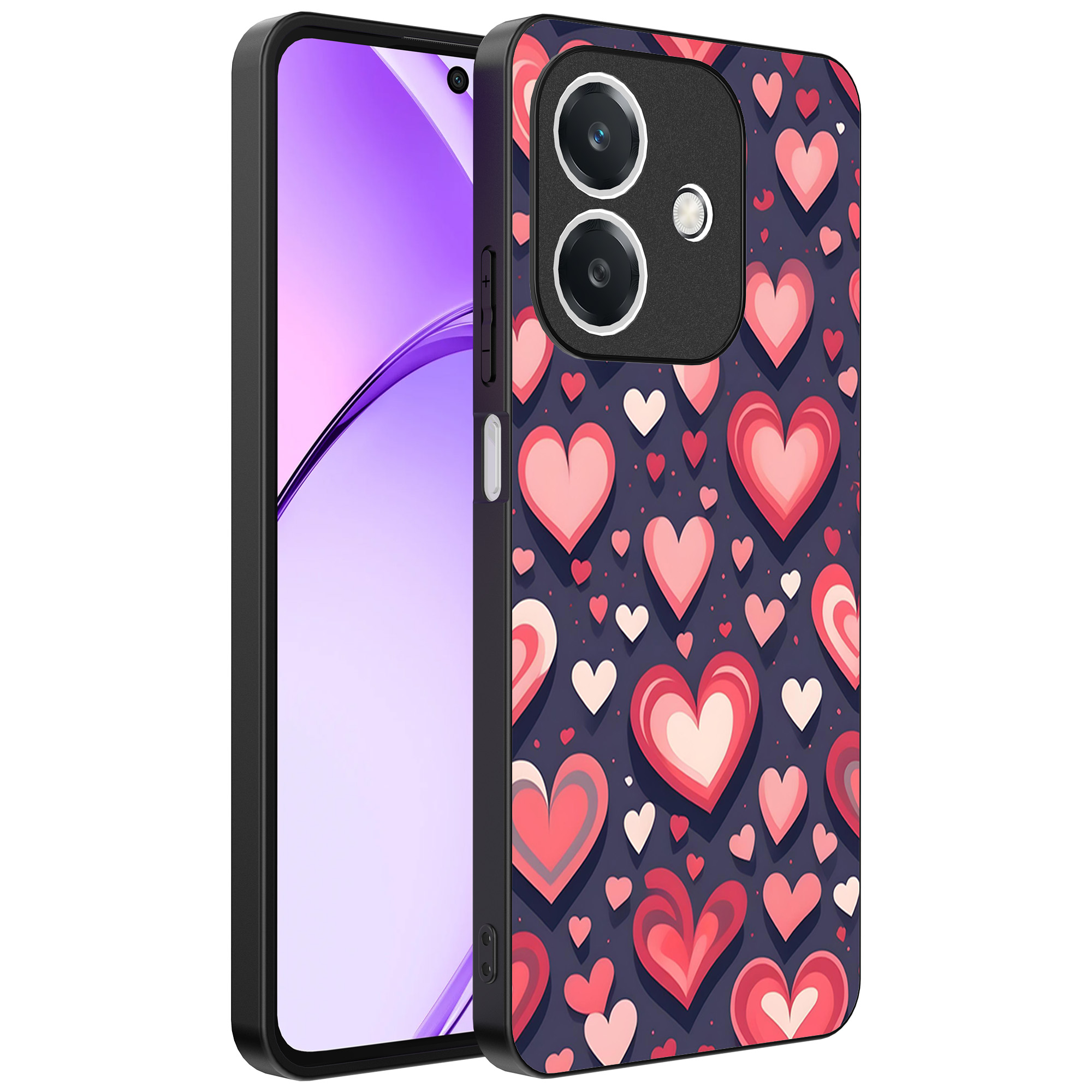 Oppo A3 telefoonhoesje met hartjes opdruk groot (1)