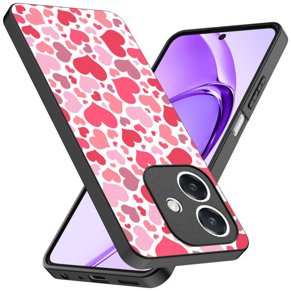 Oppo A3 telefoonhoesje met hartjes opdruk transparant (2)