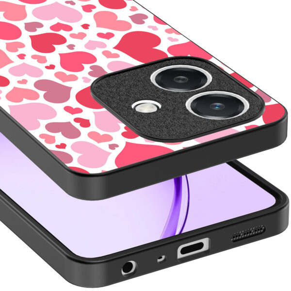 Oppo A3 telefoonhoesje met hartjes opdruk transparant (4)