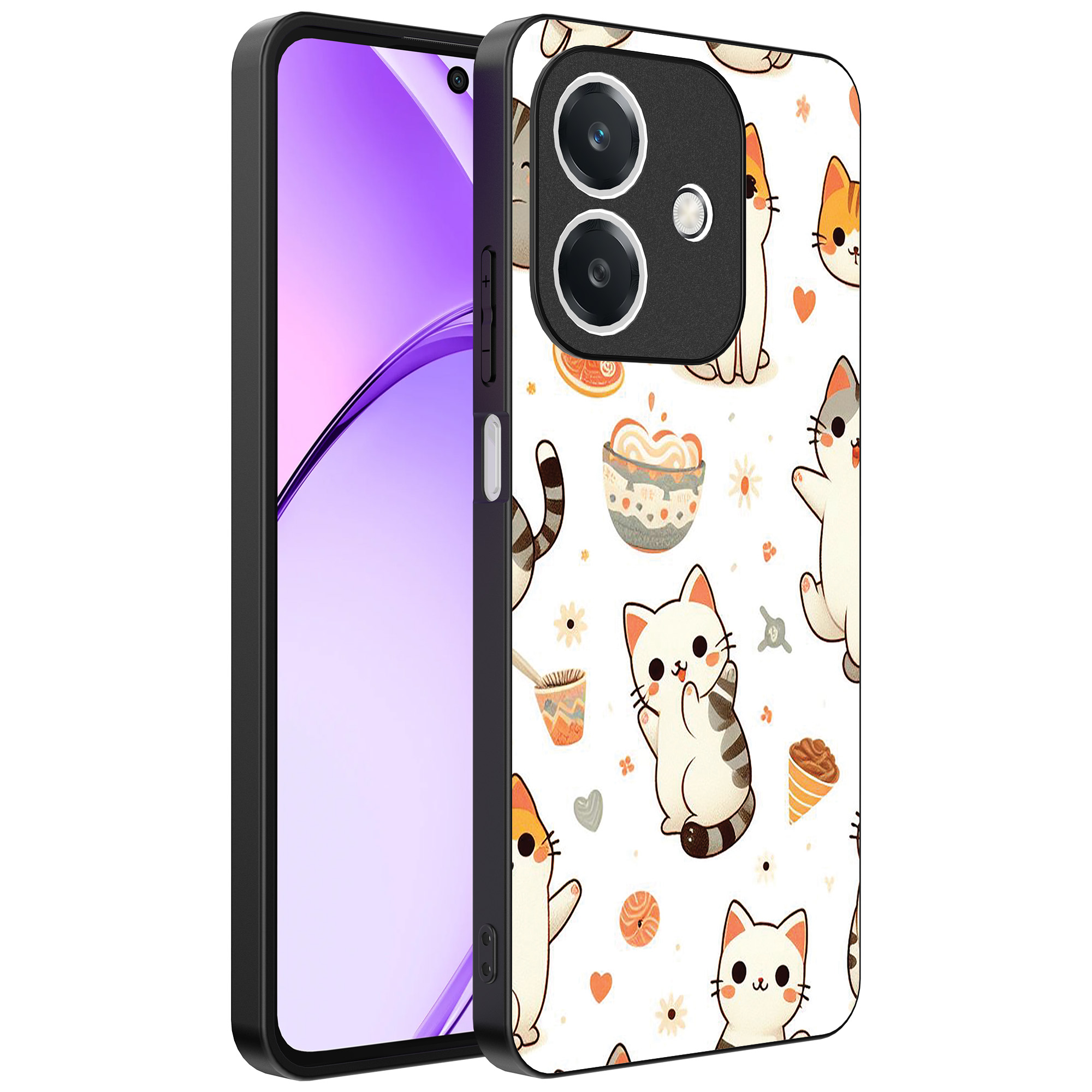 Oppo A3 telefoonhoesje met katten opdruk (1)