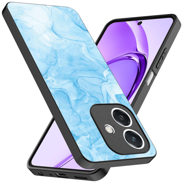 Oppo A3 telefoonhoesje met lichtblauw marmer opdruk (2)