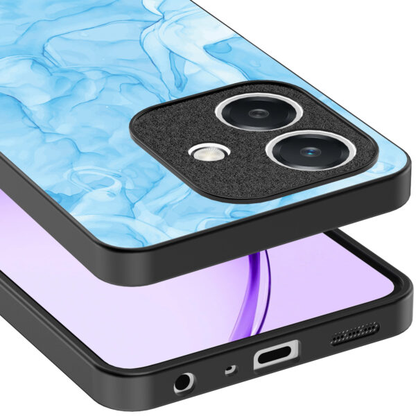 Oppo A3 telefoonhoesje met lichtblauw marmer opdruk (4)