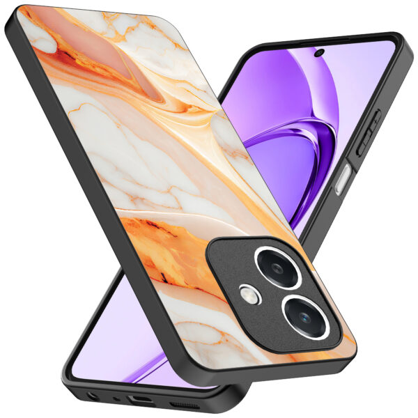 Oppo A3 telefoonhoesje met oranje marmer opdruk (2)