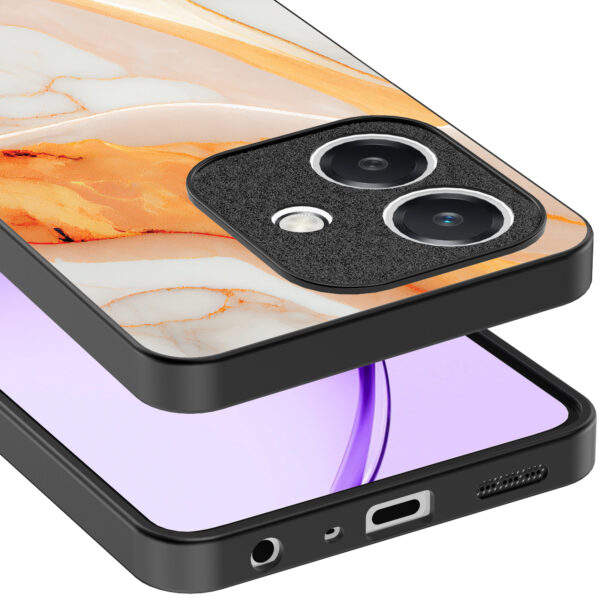 Oppo A3 telefoonhoesje met oranje marmer opdruk (4)