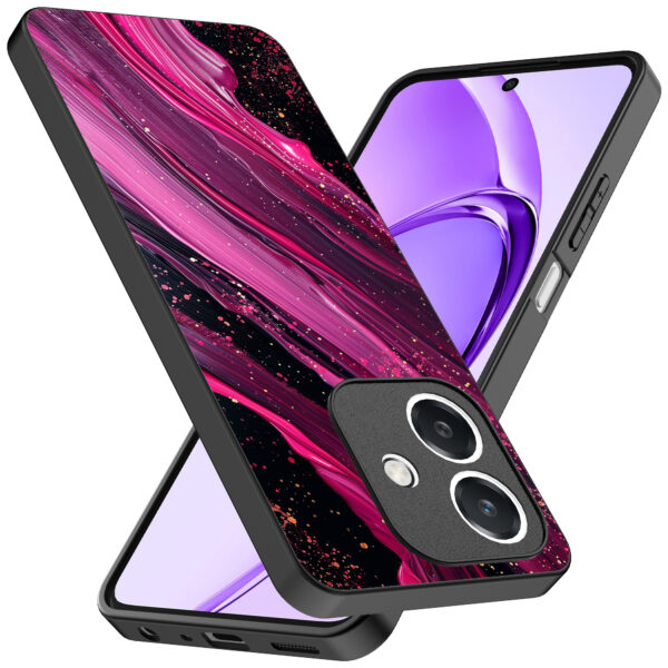 Oppo A3 telefoonhoesje met paars roze marmer opdruk (2)