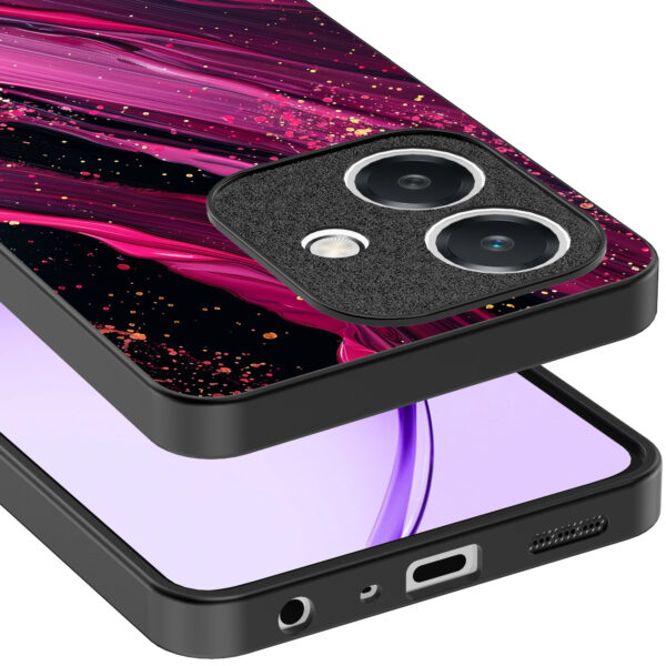 Oppo A3 telefoonhoesje met paars roze marmer opdruk (4)
