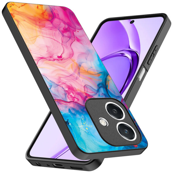 Oppo A3 telefoonhoesje met regenboog acryl marmer opdruk (2)