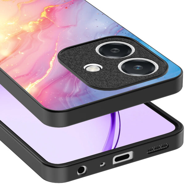 Oppo A3 telefoonhoesje met regenboog glitter marmer opdruk (4)