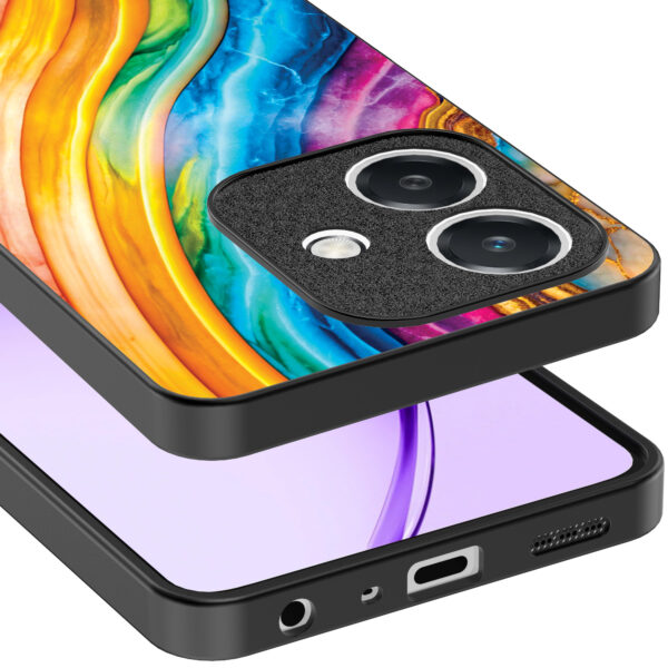 Oppo A3 telefoonhoesje met regenboog goud marmer opdruk (4)