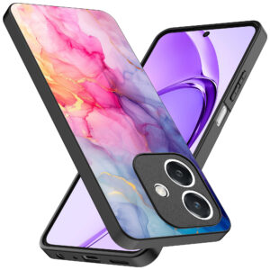 Oppo A3 telefoonhoesje met regenboog marmer opdruk (2)