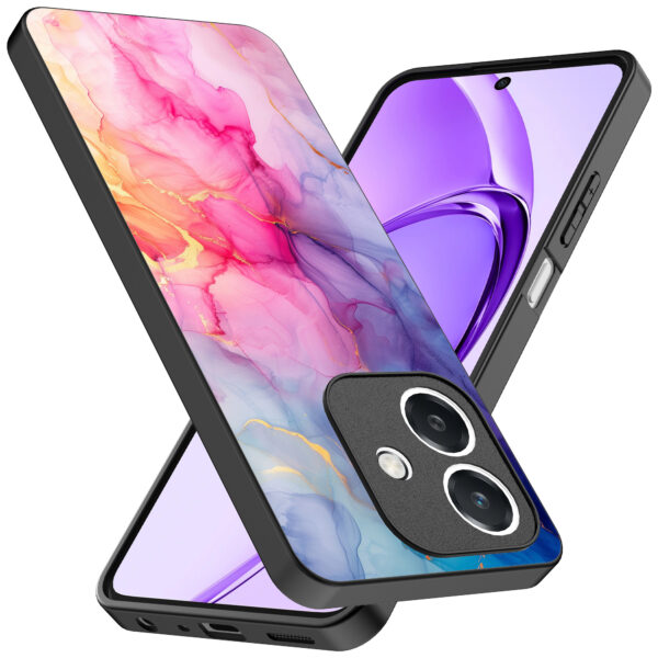 Oppo A3 telefoonhoesje met regenboog marmer opdruk (2)