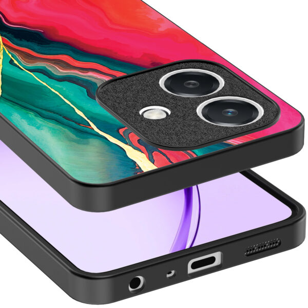 Oppo A3 telefoonhoesje met rood groen marmer opdruk (4)