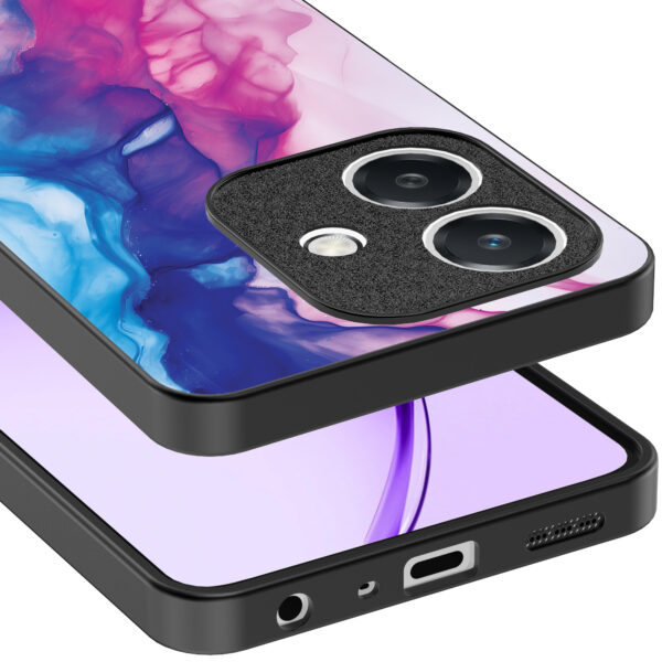 Oppo A3 telefoonhoesje met roze blauw marmer opdruk (4)