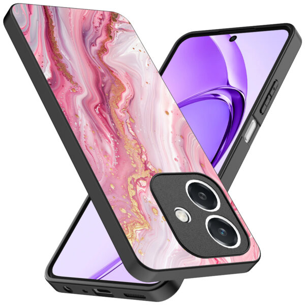 Oppo A3 telefoonhoesje met roze marmer opdruk (2)