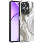 Oppo A3 telefoonhoesje met zilver marmer opdruk (1)
