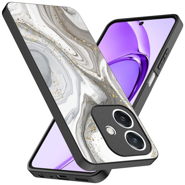 Oppo A3 telefoonhoesje met zilver marmer opdruk (2)