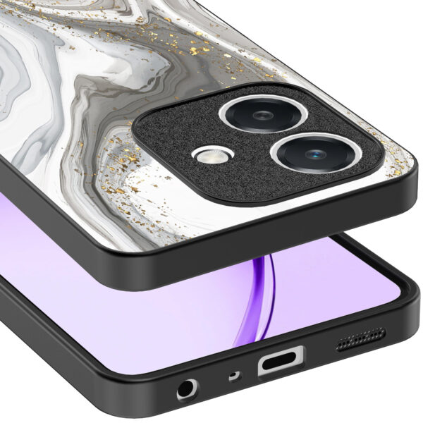 Oppo A3 telefoonhoesje met zilver marmer opdruk (4)