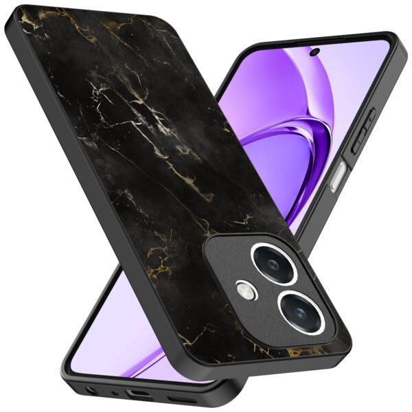 Oppo A3 telefoonhoesje met zwart marmer opdruk (2)