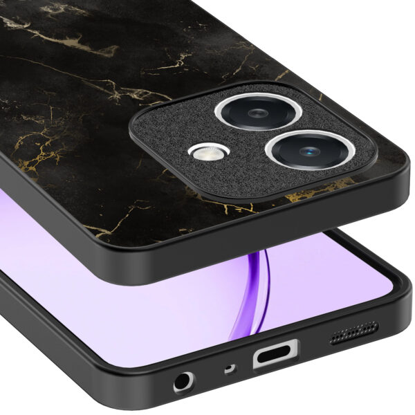 Oppo A3 telefoonhoesje met zwart marmer opdruk (4)