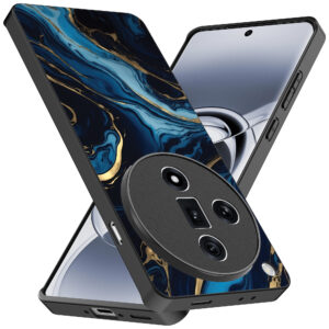 Oppo Find X7 Ultra telefoonhoesje met blauw goud marmer opdruk (2)