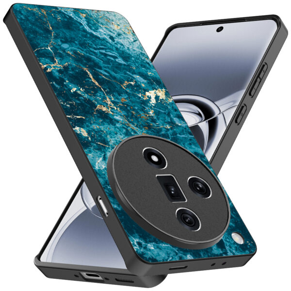 Oppo Find X7 Ultra telefoonhoesje met blauw marmer opdruk (2)