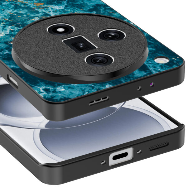 Oppo Find X7 Ultra telefoonhoesje met blauw marmer opdruk (4)