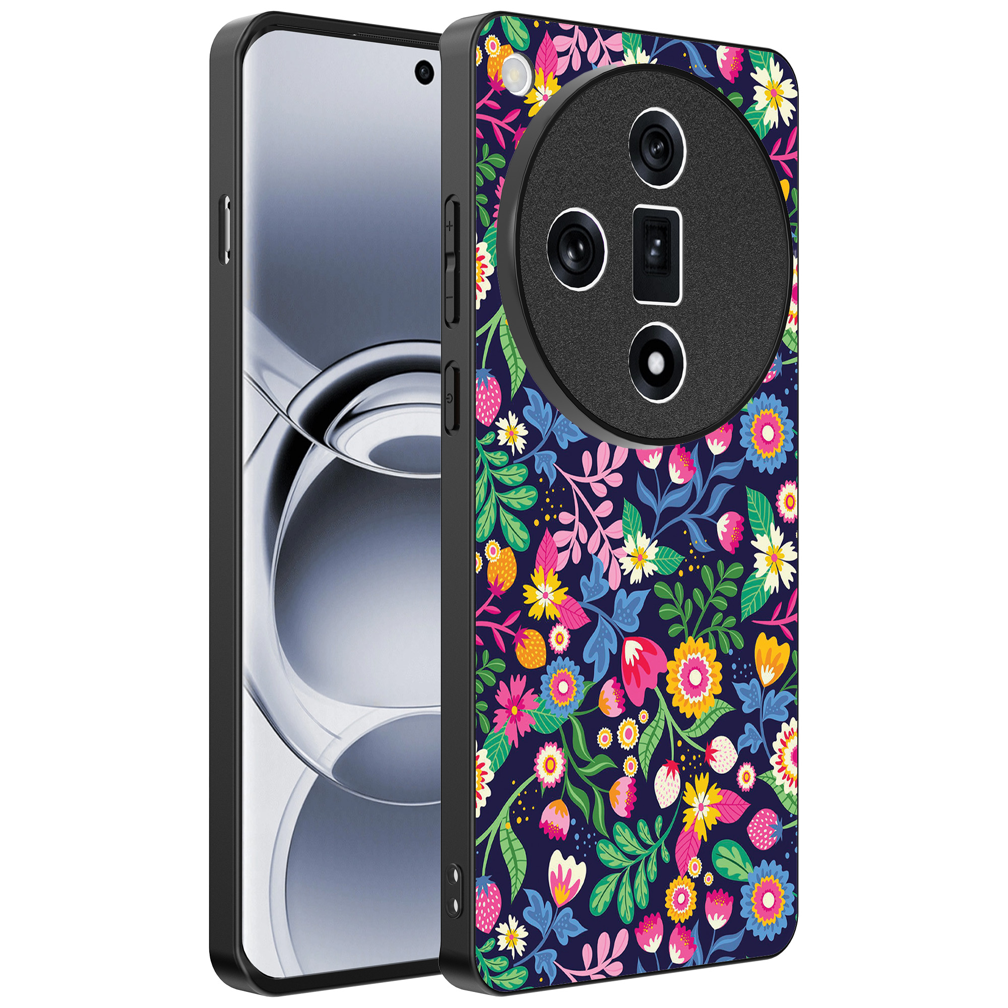 Oppo Find X7 Ultra telefoonhoesje met bloemen opdruk (1)