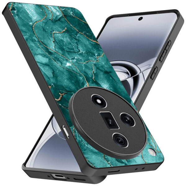 Oppo Find X7 Ultra telefoonhoesje met groen marmer opdruk (2)