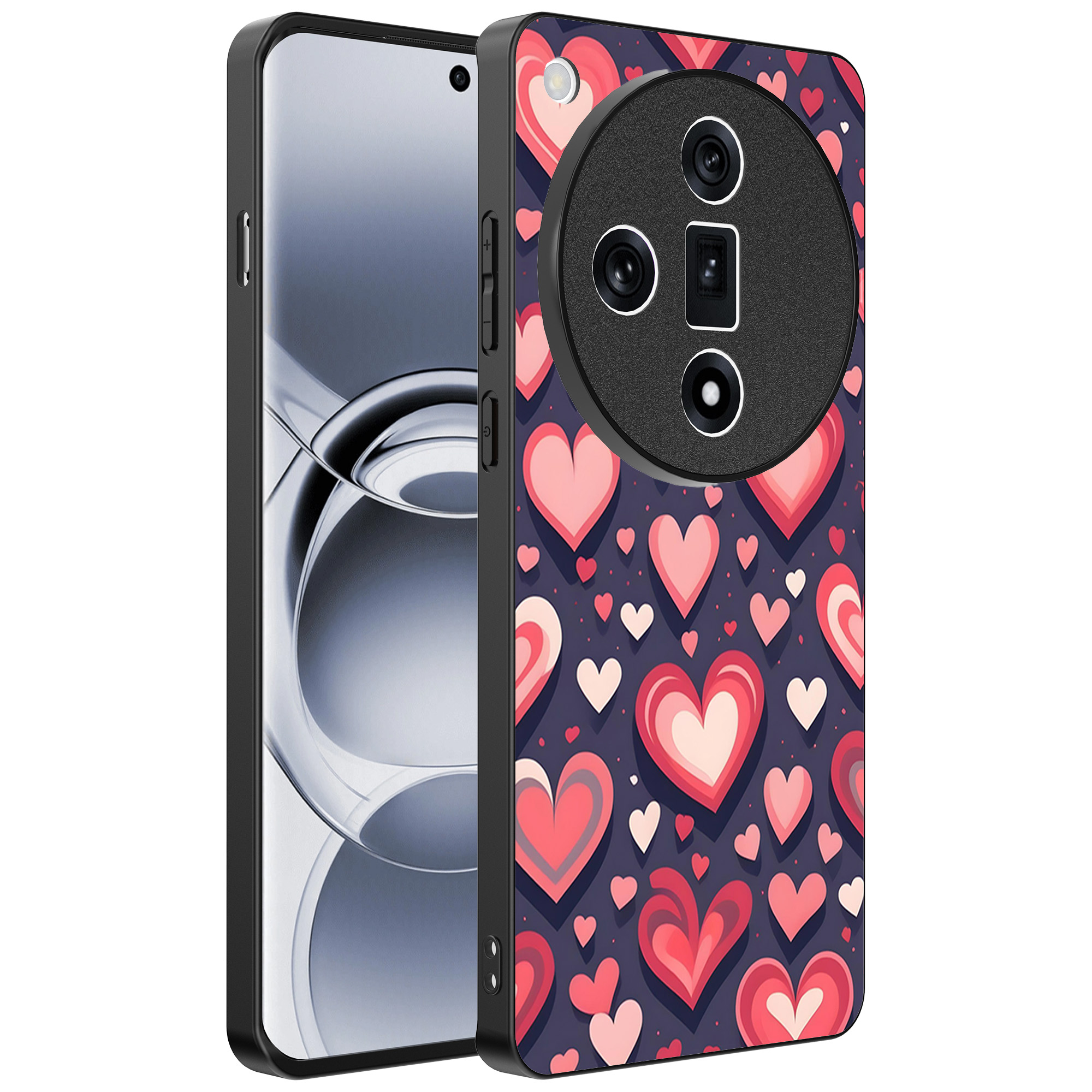 Oppo Find X7 Ultra telefoonhoesje met hartjes opdruk groot (1)