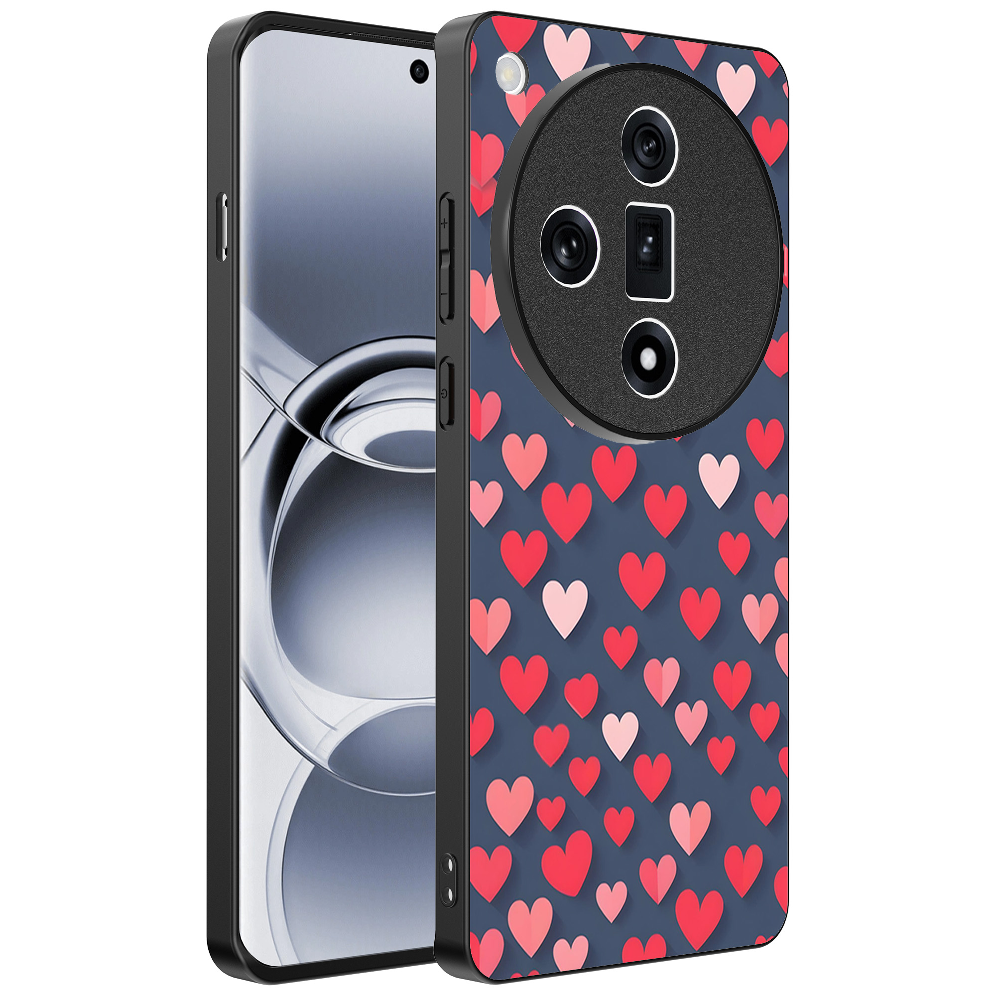 Oppo Find X7 Ultra telefoonhoesje met hartjes opdruk klein (1)