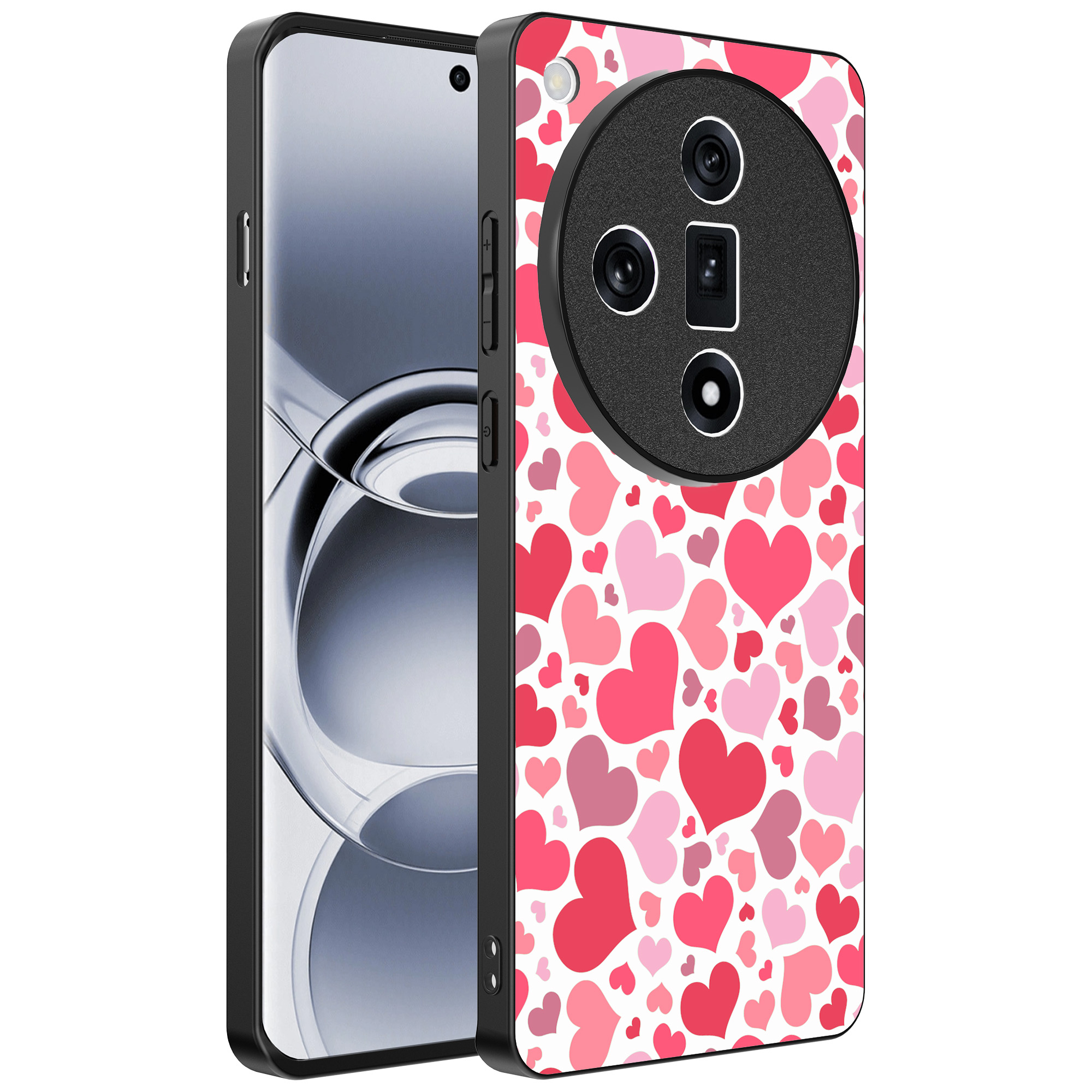 Oppo Find X7 Ultra telefoonhoesje met hartjes opdruk transparant (1)