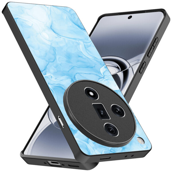 Oppo Find X7 Ultra telefoonhoesje met lichtblauw marmer opdruk (2)