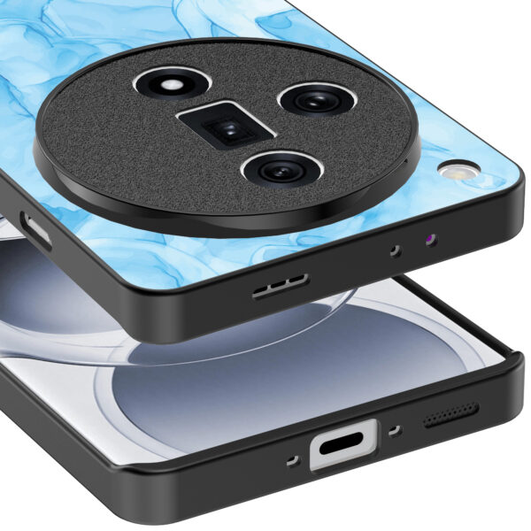Oppo Find X7 Ultra telefoonhoesje met lichtblauw marmer opdruk (4)