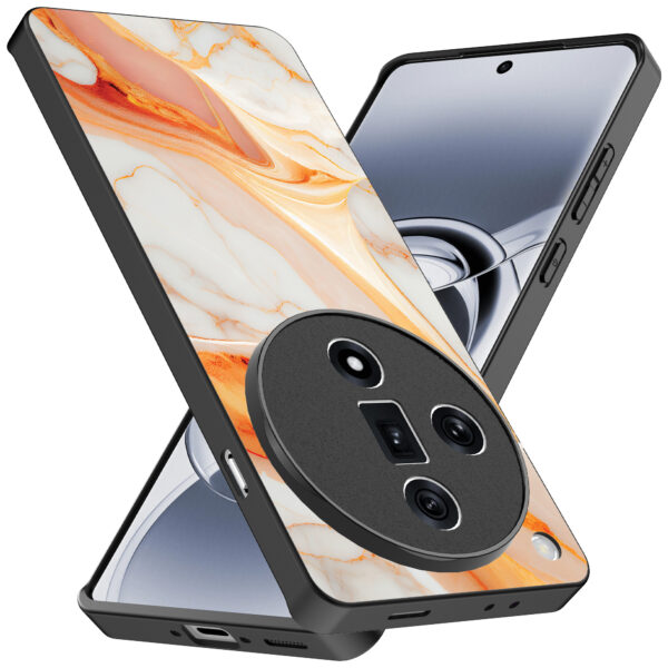 Oppo Find X7 Ultra telefoonhoesje met oranje marmer opdruk (2)