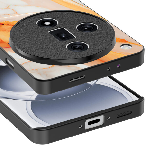 Oppo Find X7 Ultra telefoonhoesje met oranje marmer opdruk (4)