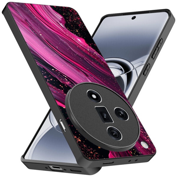 Oppo Find X7 Ultra telefoonhoesje met paars roze marmer opdruk (2)