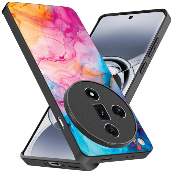 Oppo Find X7 Ultra telefoonhoesje met regenboog acryl marmer opdruk (2)