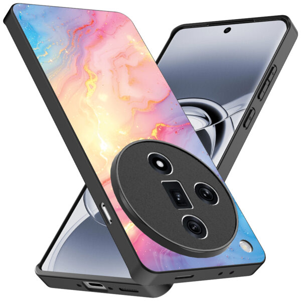 Oppo Find X7 Ultra telefoonhoesje met regenboog glitter marmer opdruk (2)