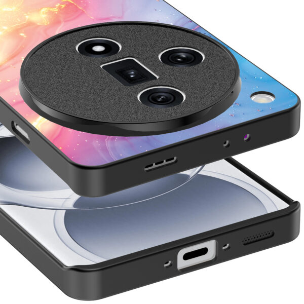 Oppo Find X7 Ultra telefoonhoesje met regenboog glitter marmer opdruk (4)