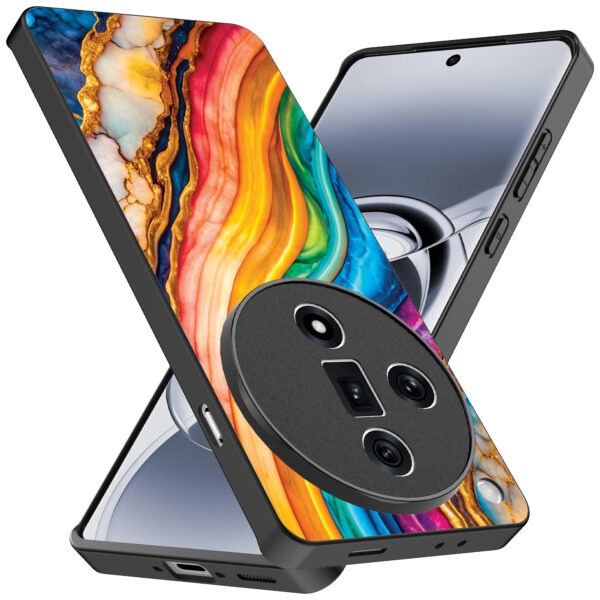 Oppo Find X7 Ultra telefoonhoesje met regenboog goud marmer opdruk (2)