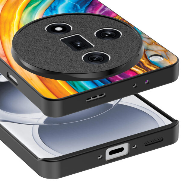 Oppo Find X7 Ultra telefoonhoesje met regenboog goud marmer opdruk (4)